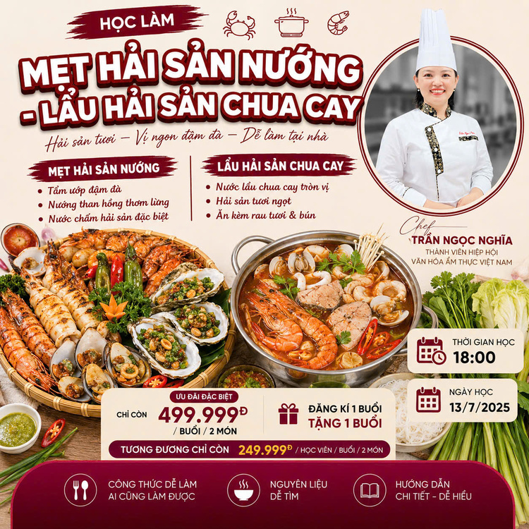 Workshop Học Làm Mẹt Hải Sản Nướng - Lẩu Hải Sản Chua Cay PVN424