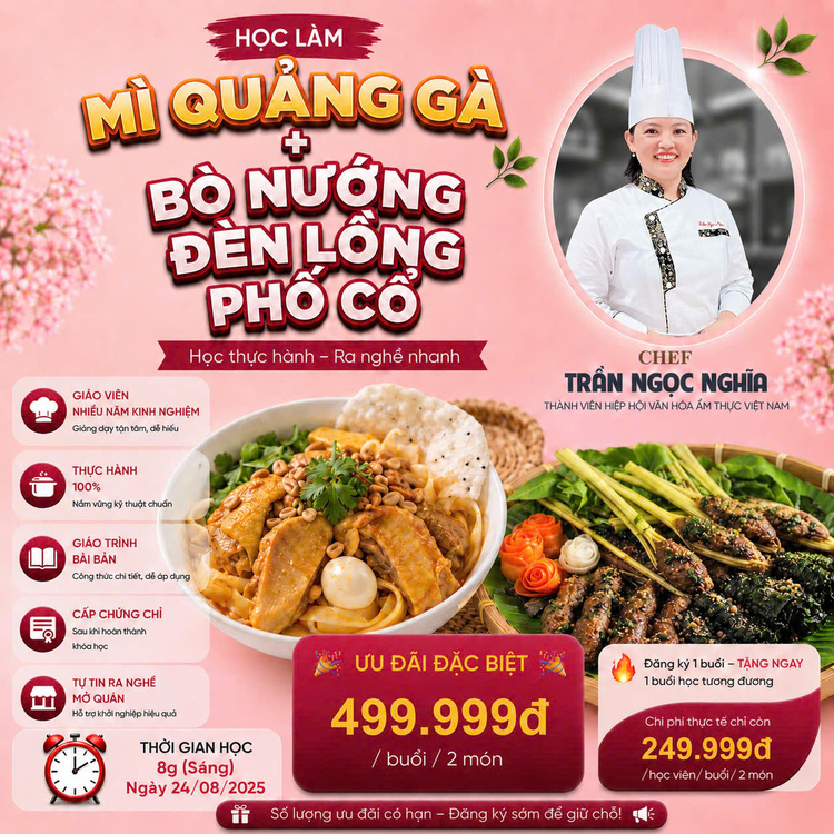 Workshop Học Làm Mì Quảng Gà - Bò Nướng Đèn Lồng Phố Cổ PVN768