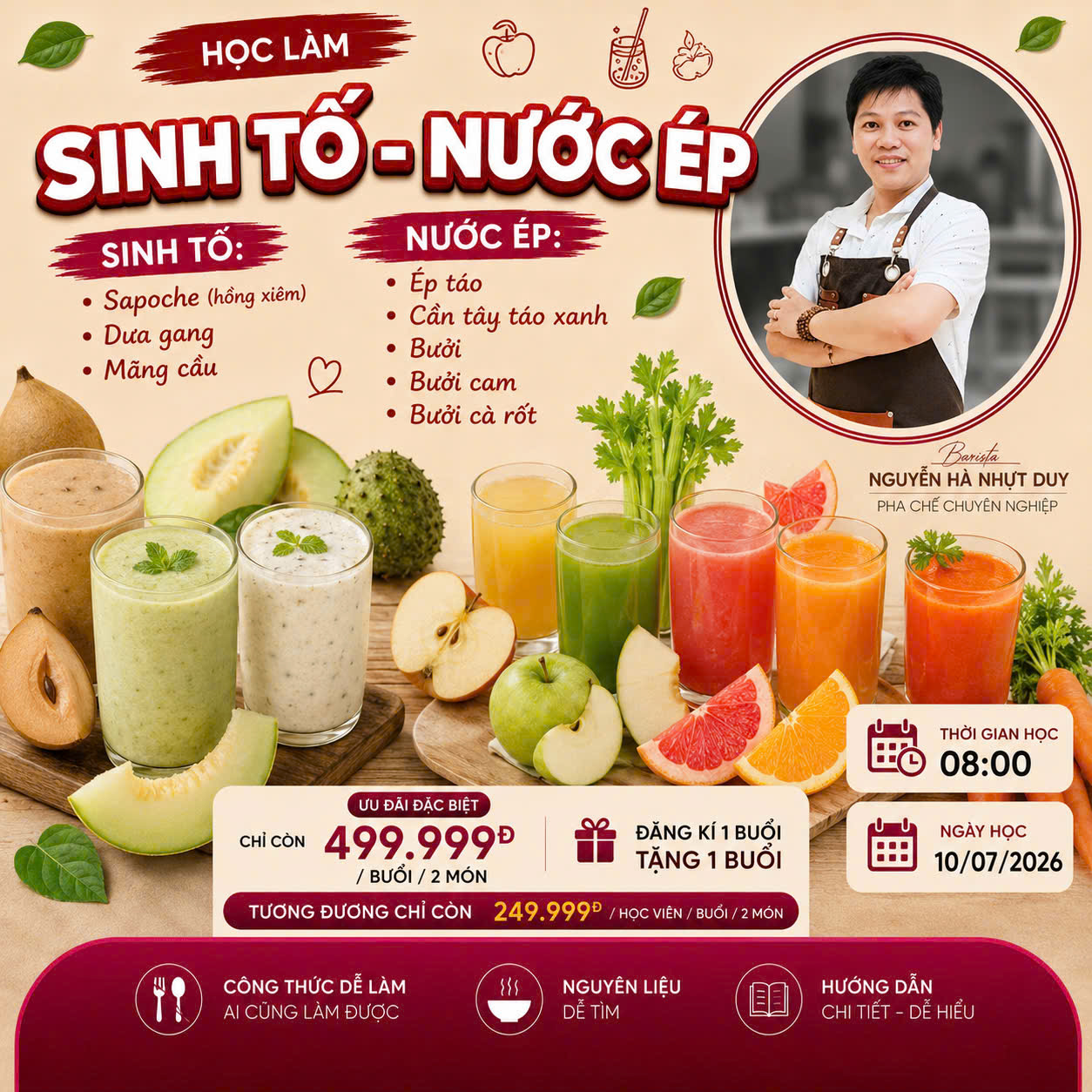 Workshop Học Làm Sinh Tố: Sapoche (Hồng Xiêm), Dưa Gang/Lưới, Mãng Cầu, Chuối, Ép Táo, Cần Tây Táo Xanh, Bưởi, Bưởi Cam, Bưởi Cà Rốt" PVN1264
