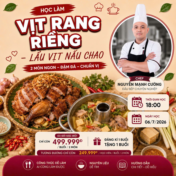 Workshop Học Làm Vịt Rang Riềng + Lẩu Vịt Nấu Chao PVN426