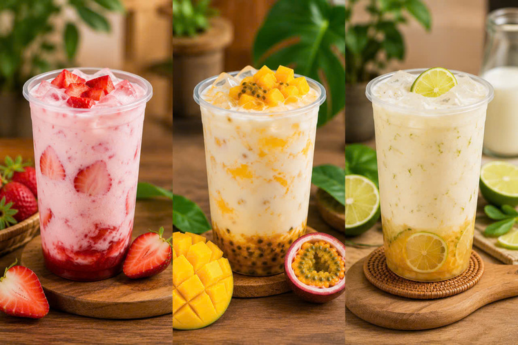 Workshop Học Làm Yakult Trái Cây  Yakult Dâu, Yakult Xoài Chanh Dây, Yakult CamQuất, Sữa Chanh Yakult Lắc, Yakult Trái Cây Mix 2 Tầng PVN1299
