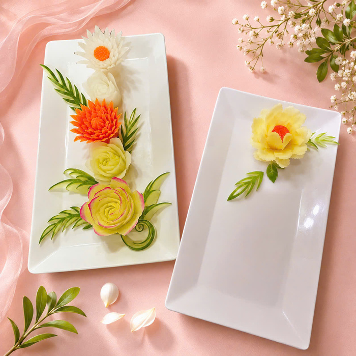 Workshop Học Tỉa Hoa Trang Trí Dĩa Kiểu Hoa Cúc Thái, Hoa Hồng Cánh Cong, Hoa Mẫu Đơn, Hoa Ly PVN1018