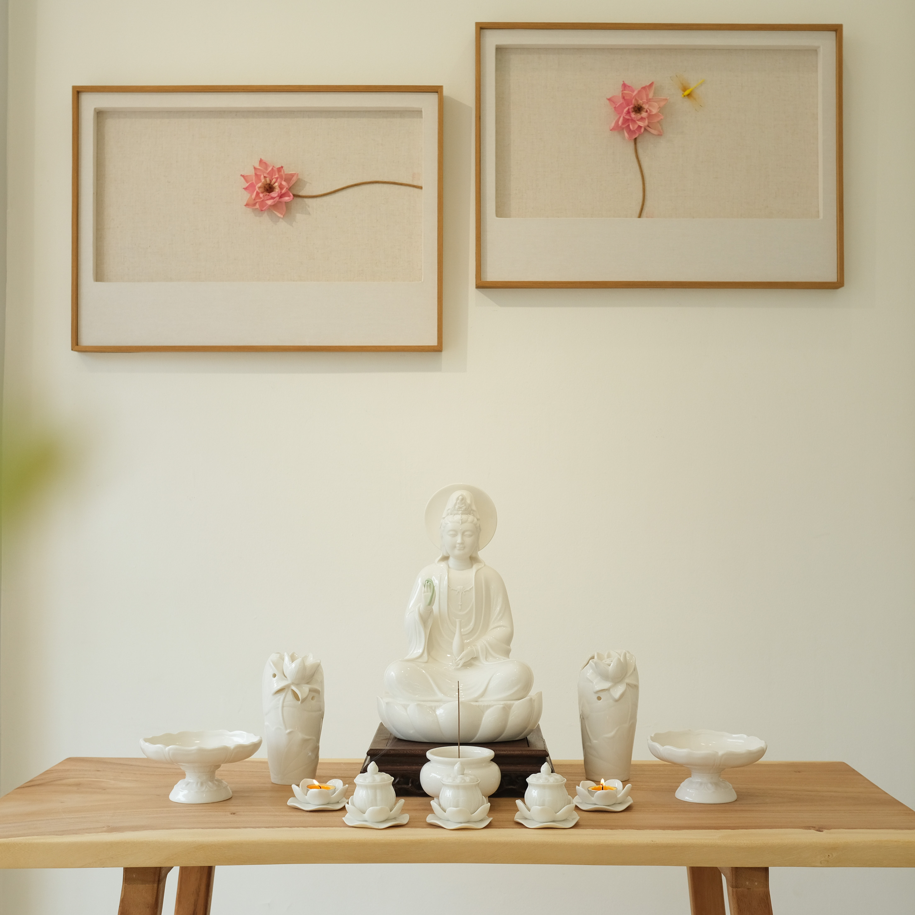 Set tượng Quan Âm đài sen