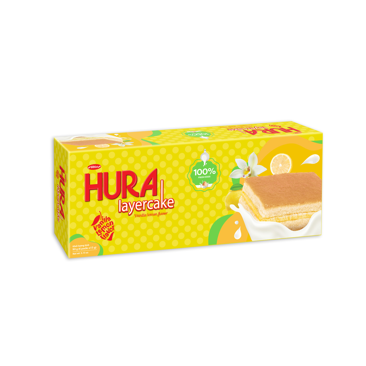 Hura Layer Cake In Paper Box 90g - Vanilla Lemon Flavor