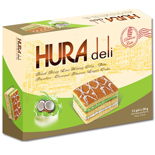 Hura Deli cake in paper box 336g - Pandan-Coconut flavor