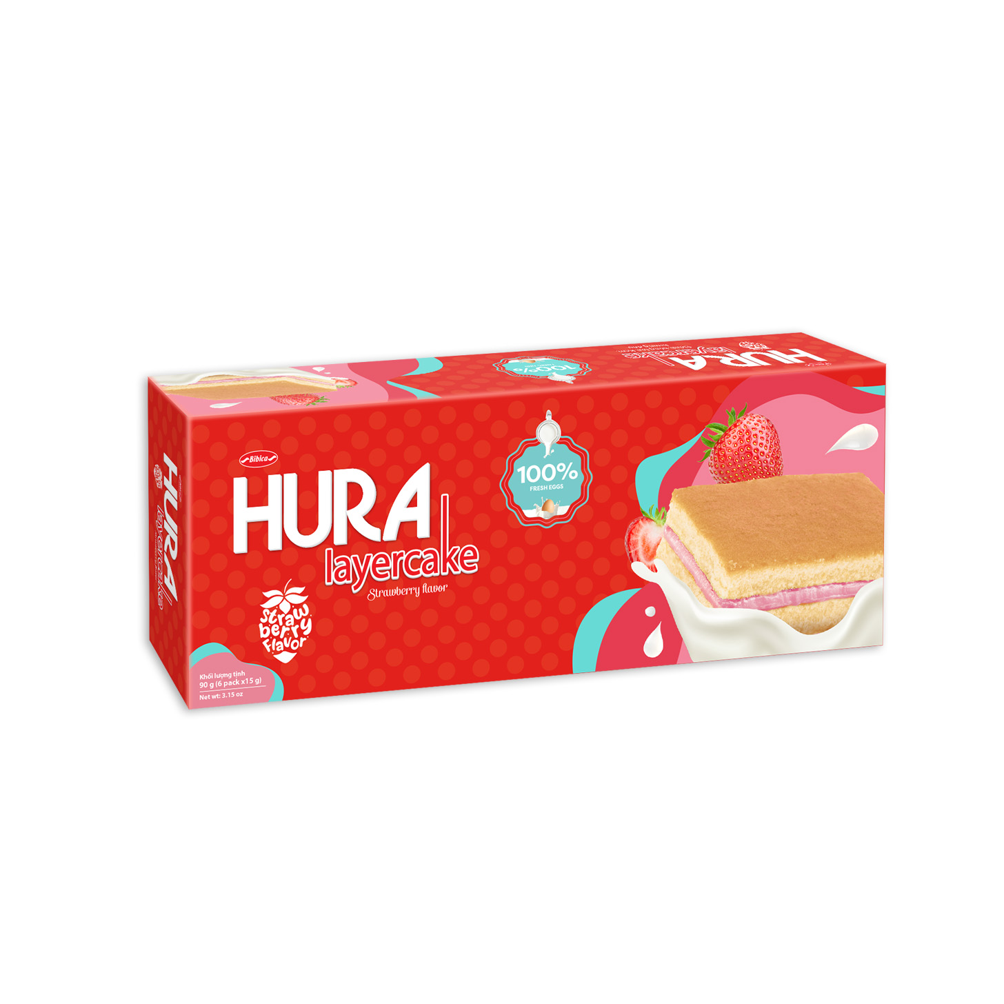 Hura Layer Cake In Paper Box 90g - Strawberry Flavor