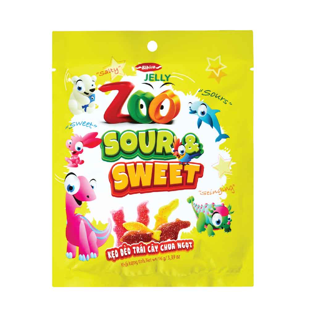 Zoo Sour&Sweet Jelly Candy in plastic bag 96g