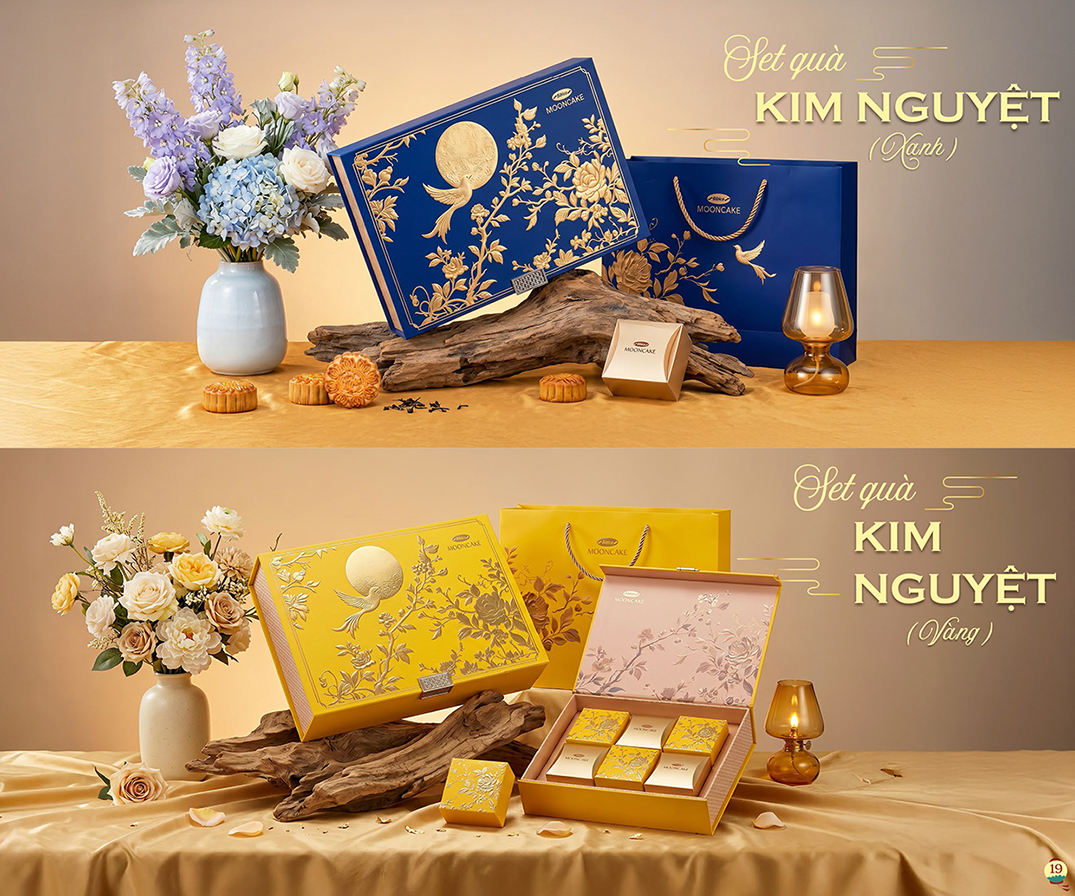 Premium Mooncake Kim Nguyệt blue and yellow 480g (KNX)