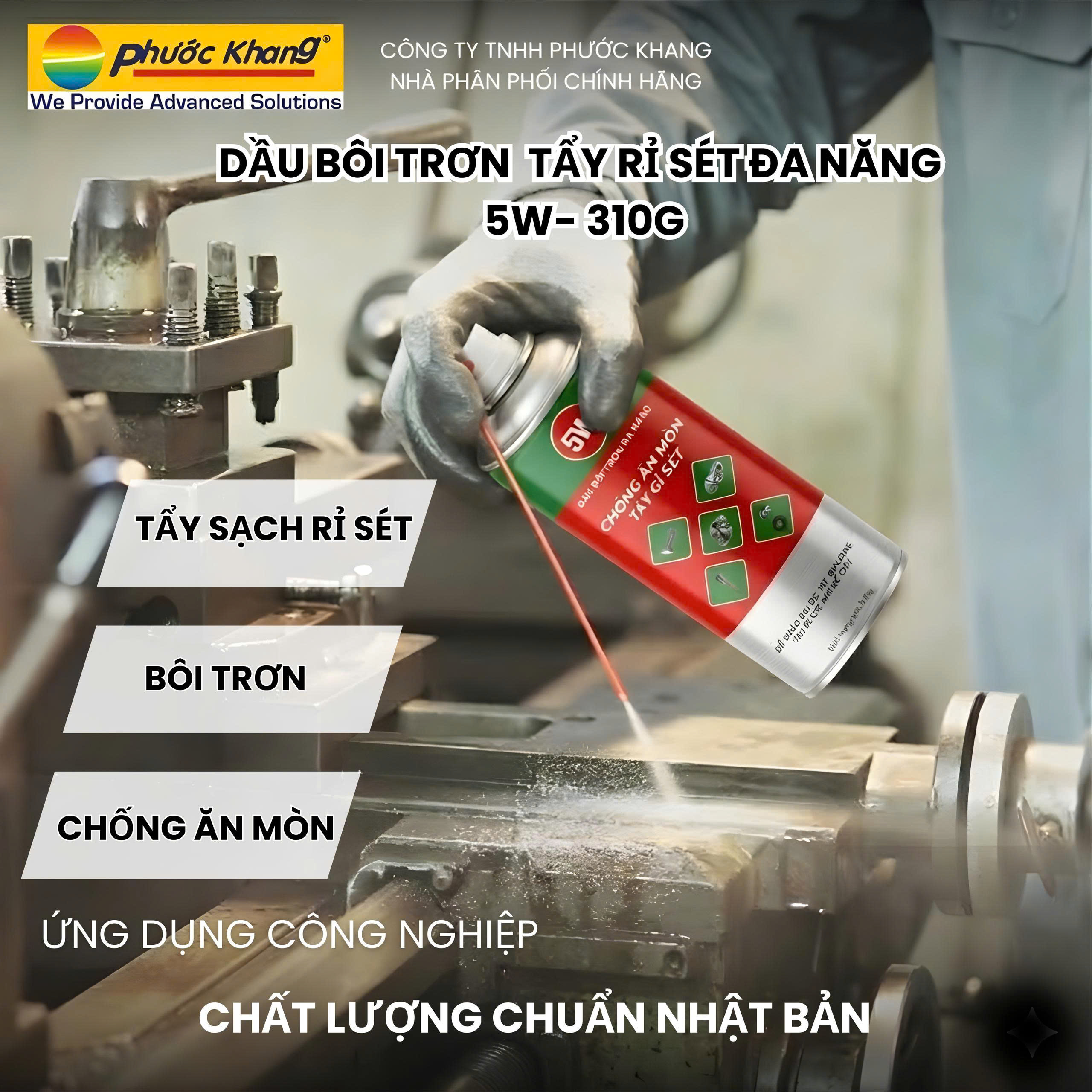 [Chính hãng] Chai xịt Tẩy Rỉ Sét Và Bôi Trơn 5W - 310g Xịt ổ khoá, bảng lề, bugi, công tắc ôtô xe máy..