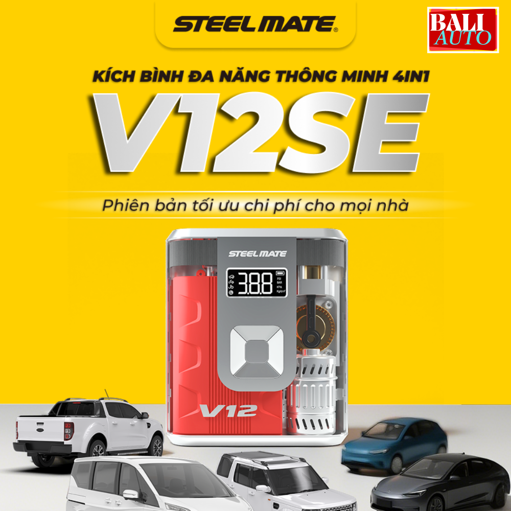 Kích bình đa năng V12SE chính hãng - Kích bình, bơm lốp, sạc dự phòng, đèn chiếu sáng đa năng