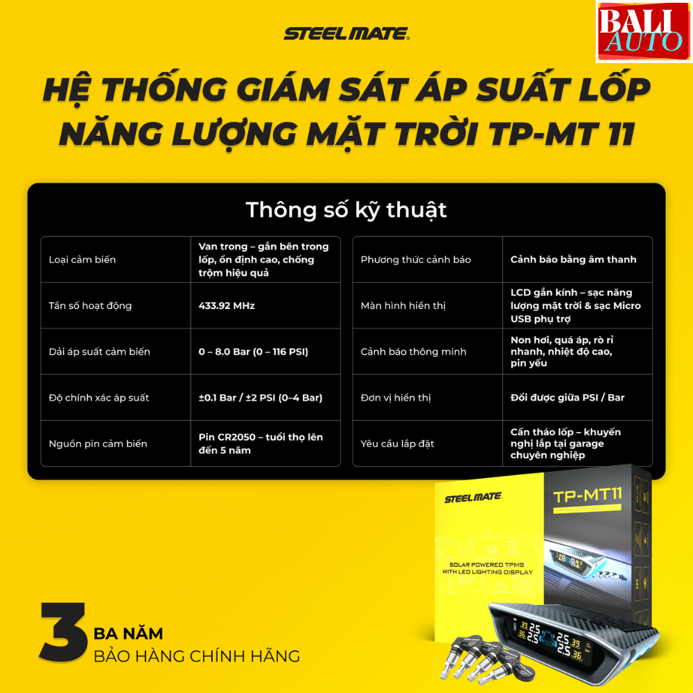 Cảm biến áp suất lốp năng lượng mặt trời van trong TP-MT 11 - công nghệ tiên tiến, thiết kế hiện đại