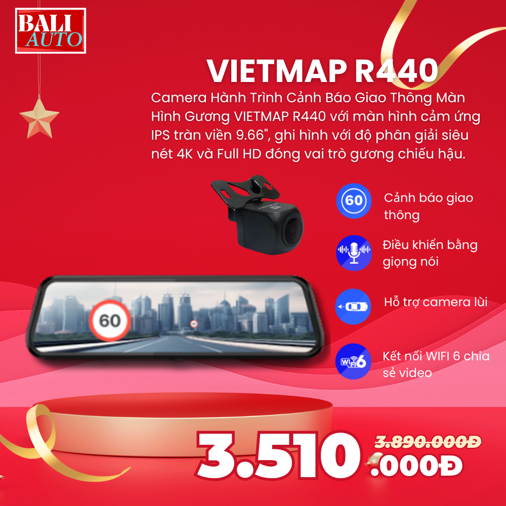 Camera hành trình gương VIETMAP R440