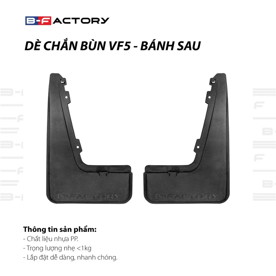 Dè chắn bùn cho xe Vinfast VF5 B-Factory - Có Video Hướng Dẫn Lắp Đặt Chi Tiết, Bảo hành 1 đổi 1