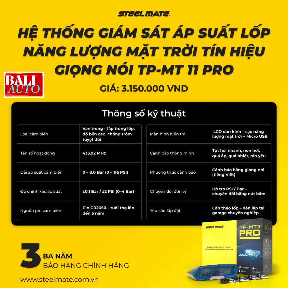 Hệ thống giám sát áp suất lốp năng lượng mặt trời tín hiệu giọng nói TP-MT 11 PRO thế hệ mới