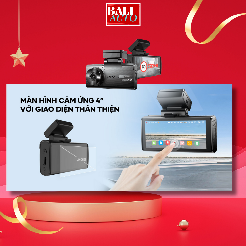 Camera hành trình VIETMAP SPEEDMAP M2 hiển thị tốc độ giới hạn, cảnh báo giao thông
