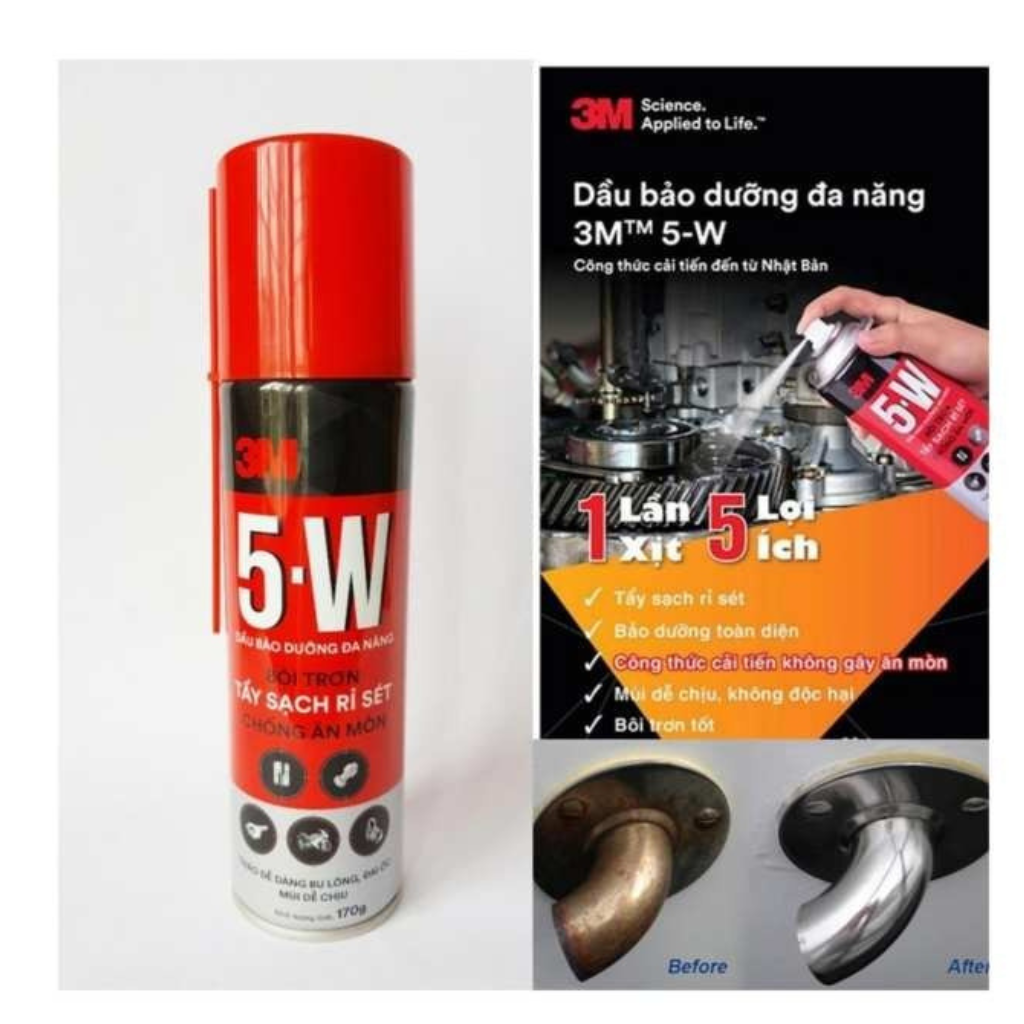 [Chính hãng] Chai xịt Tẩy Rỉ Sét Và Bôi Trơn 5W - 3M™310g Xịt ổ khoá, bảng lề, bugi, công tắc ôtô xe máy..
