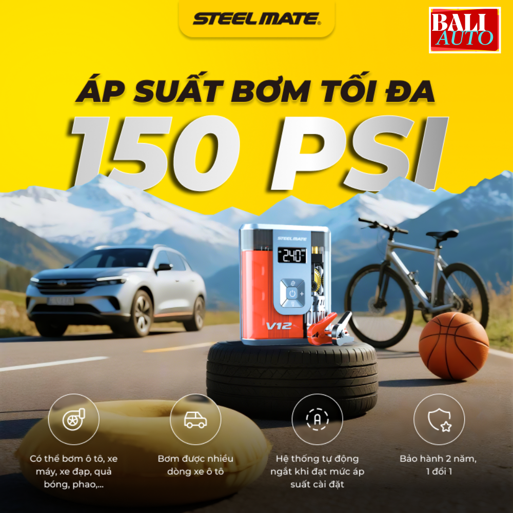 Kích bình đa năng V12SE chính hãng - Kích bình, bơm lốp, sạc dự phòng, đèn chiếu sáng đa năng