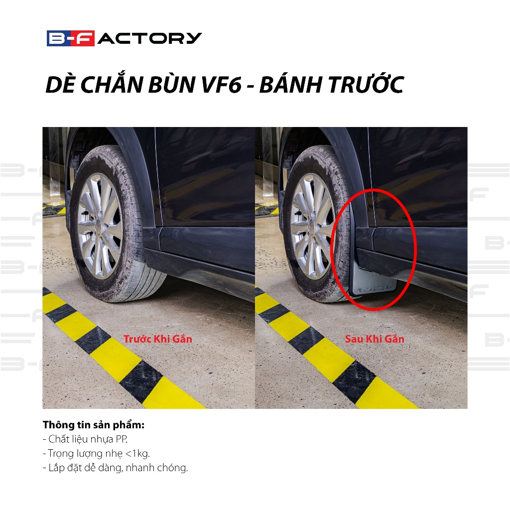 Dè chắn bùn cho xe Vinfast VF6 B-Factory - Có Video Hướng Dẫn Lắp Đặt Chi Tiết, Bảo hành 1 đổi 1