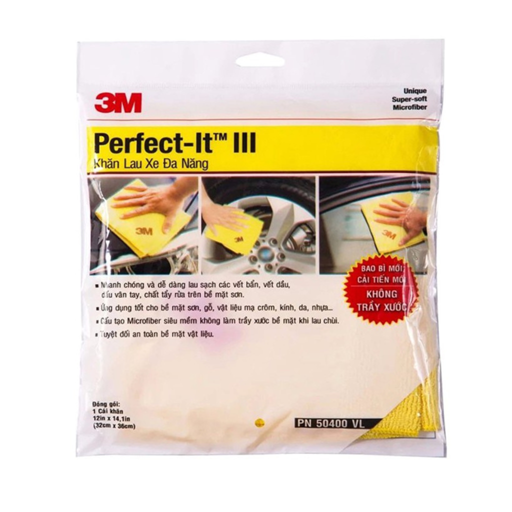 [Chính hãng] Khăn lau xe hơi chuyên dụng Microfiber siêu mềm 3M™ 50400 32 x 36 cm