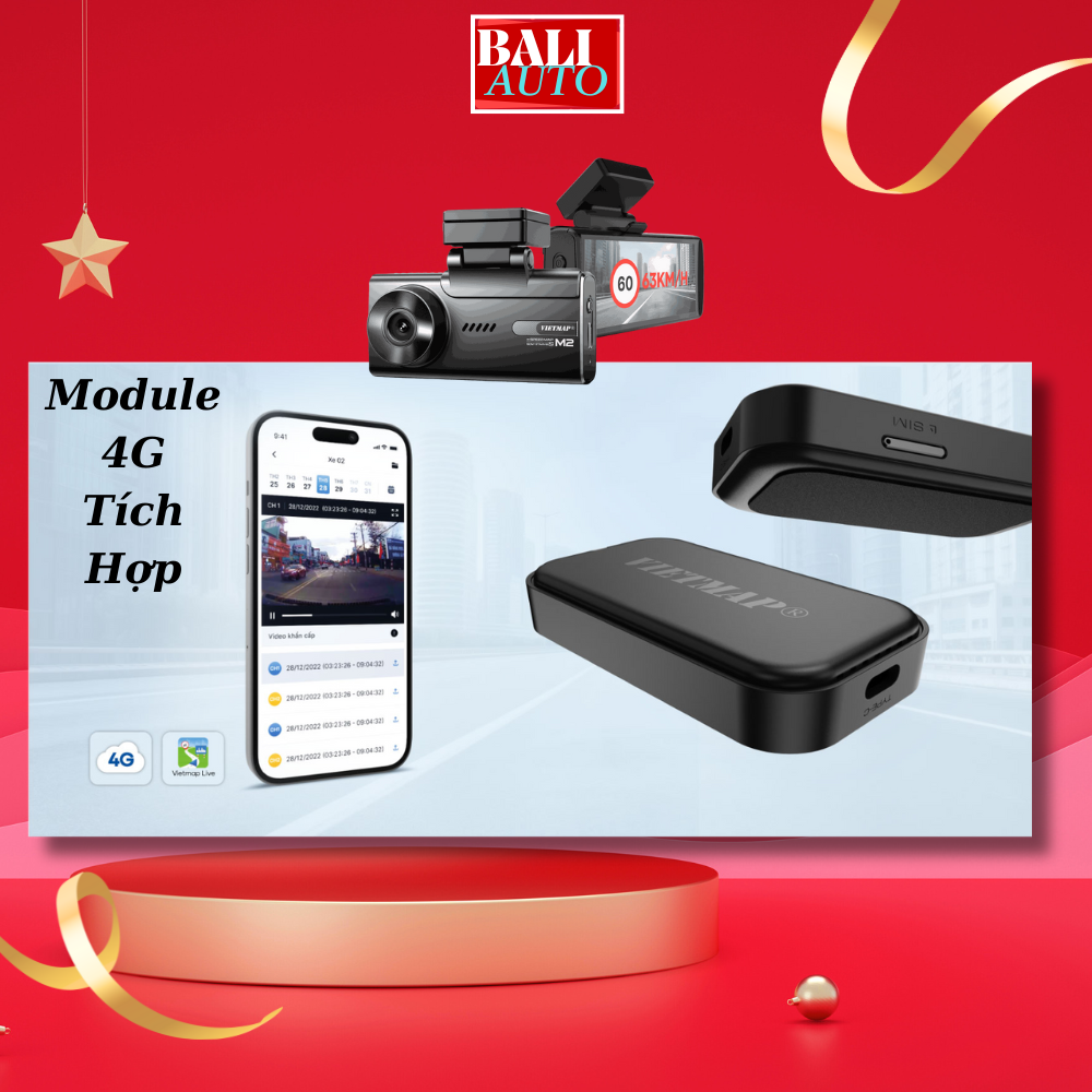 Camera hành trình VIETMAP SPEEDMAP M2 hiển thị tốc độ giới hạn, cảnh báo giao thông