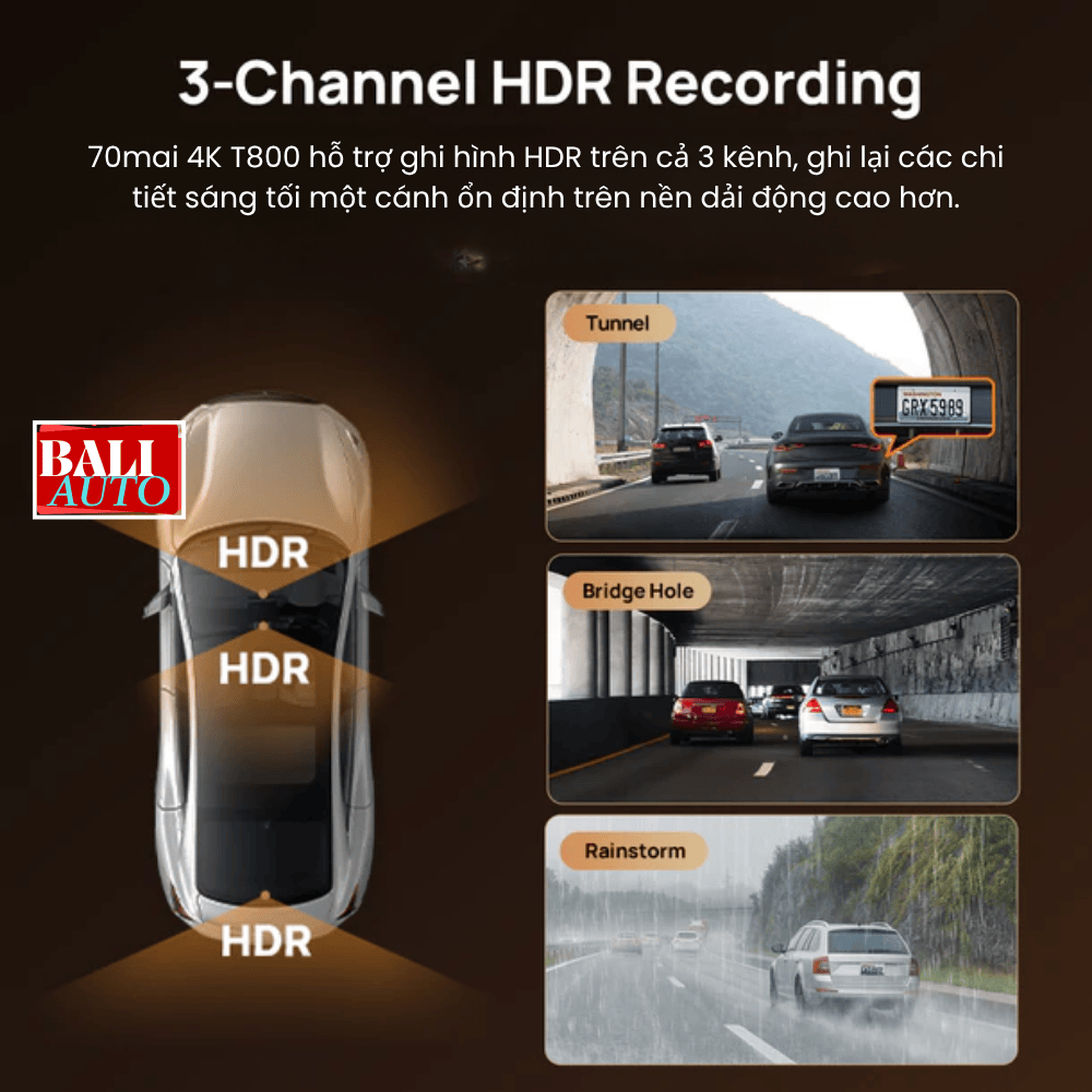 Camera hành trình 70mai 4K T800 3 kênh với chế độ 4K kép, cảm biến STARVIS 2 IMX678