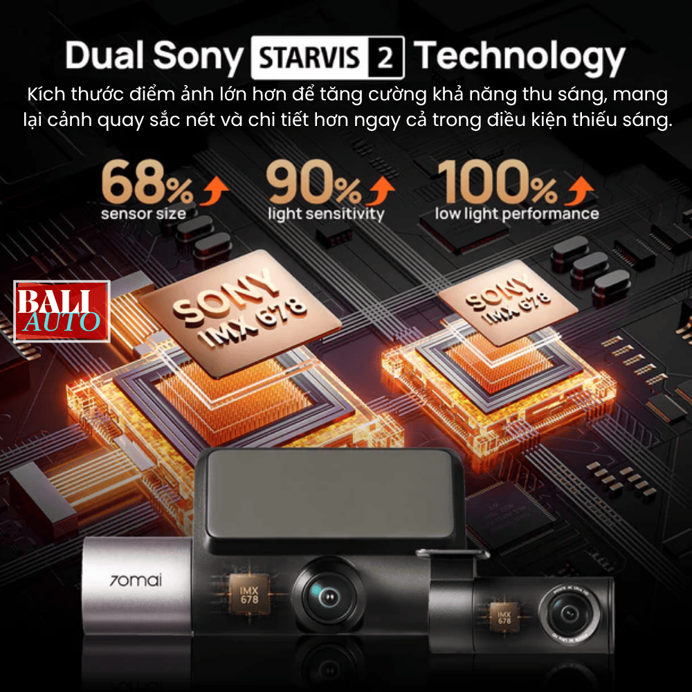 Camera hành trình 70mai 4K T800 3 kênh với chế độ 4K kép, cảm biến STARVIS 2 IMX678