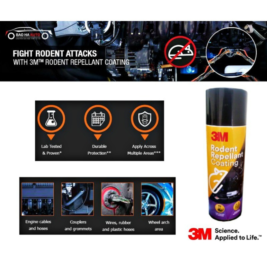 [Chính hãng] Chai Xịt Chống Chuột căn dây điện khoang máy oto - 3M™ Rodent Repellant Coating 250G