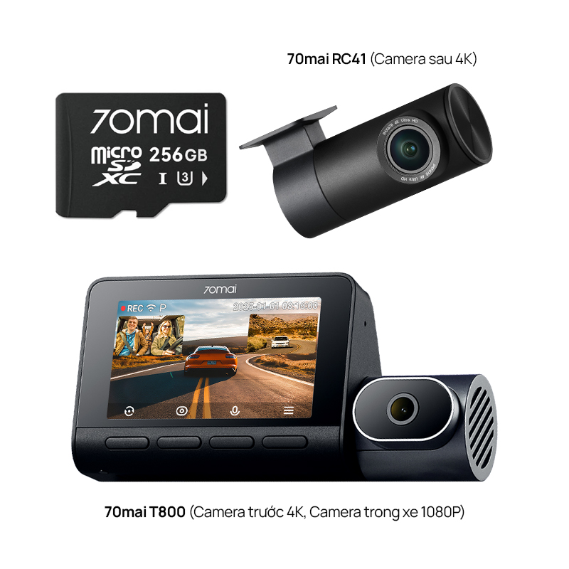 Camera hành trình 70mai 4K T800 3 kênh với chế độ 4K kép, cảm biến STARVIS 2 IMX678