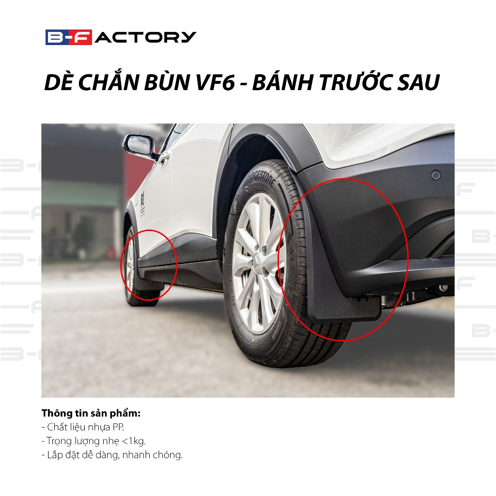 Dè chắn bùn cho xe Vinfast VF6 B-Factory - Có Video Hướng Dẫn Lắp Đặt Chi Tiết, Bảo hành 1 đổi 1