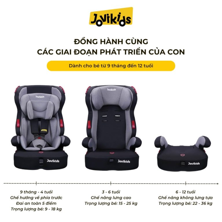 Ghế ô tô an toàn trẻ em Jovikids Tammy R44 cho bé 9 tháng-12 tuổi