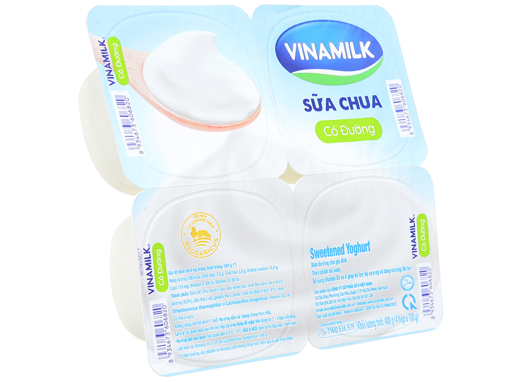 LỐC 4 HỘP SỮA CHUA KHÔNG ĐƯỜNG VINAMILK 100G TIỆN LỢI