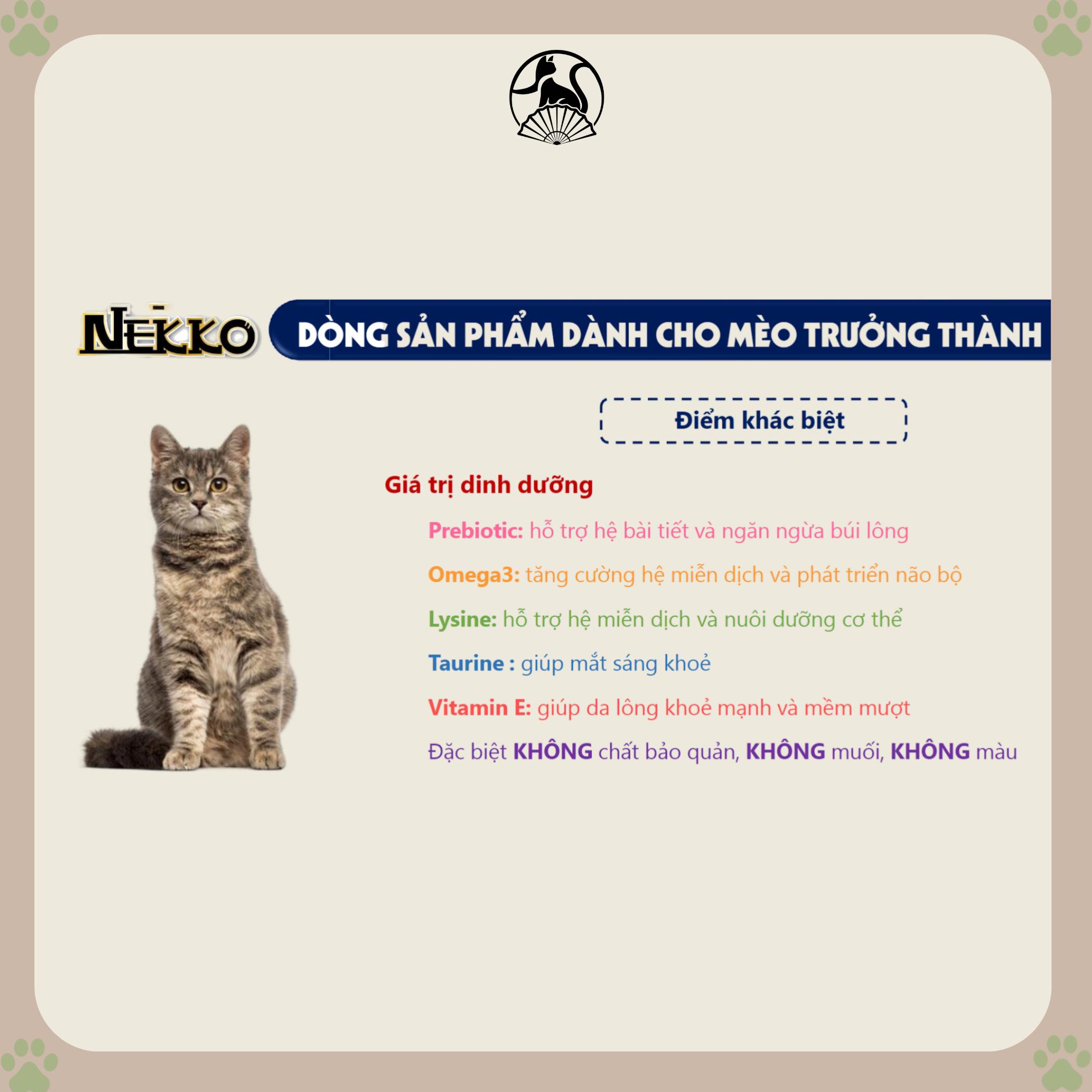 Pate Nekko dành cho mèo trưởng thành đủ vị sốt và thạch gói 70g hàng chính hãng