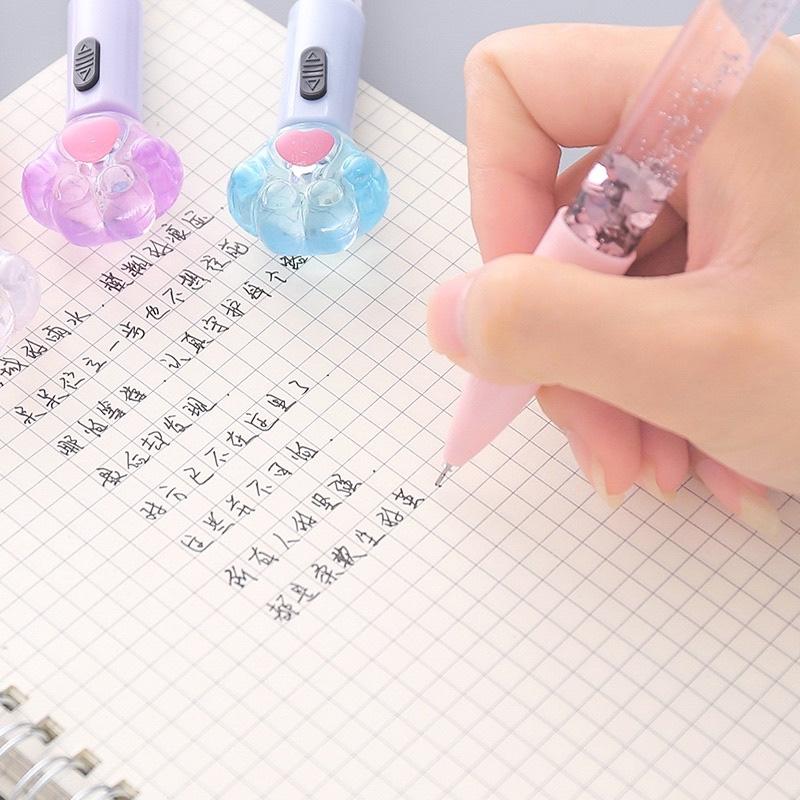 Bút mực đen có dạ quang đèn phát sáng hình chân mèo màu sắc lung linh