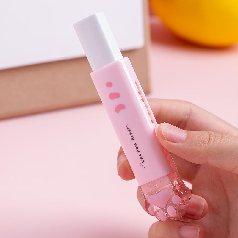 Gôm Tẩy Bút Chì Hình Chân Mèo 4 Màu Xanh Cam Hồng Trắng
