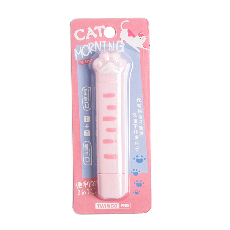 Bút xoá hình chân mèo 2 đầu trắng hồng vàng