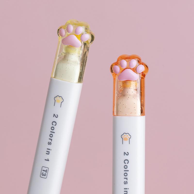 Bộ Bút Màu Highlight Bút Dạ Quang 12 Màu 6 Bút Hình Chân Mèo