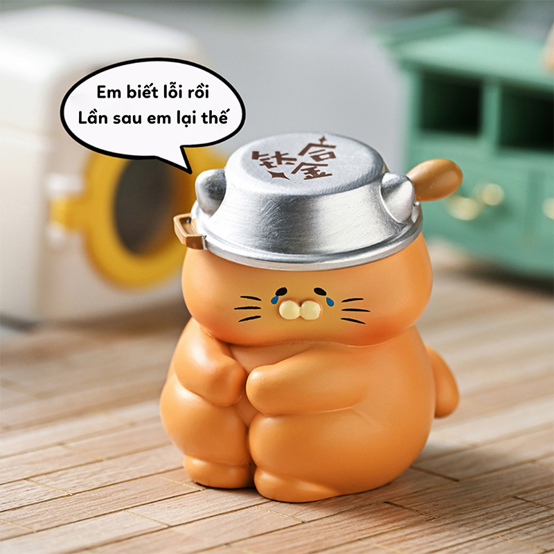 Bộ Blind Box Mèo Cam ú Vô Tri Ngộ Nghĩnh Đáng Yêu Dùng Trang Trí Góc Học Tập Bàn Làm Việc - Set gồm 6 hộp