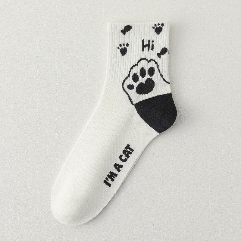 Tất cao cổ đen trắng hình mèo (I'm a cat)