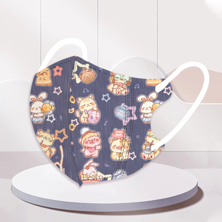 Khẩu trang trẻ em hình mèo màu sắc (set 10c)