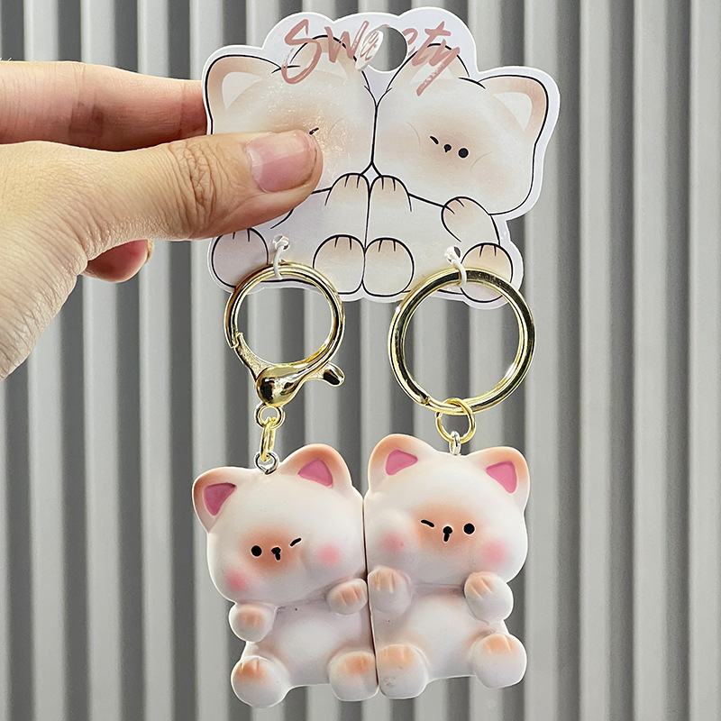 Móc khóa đôi nam châm hình mèo