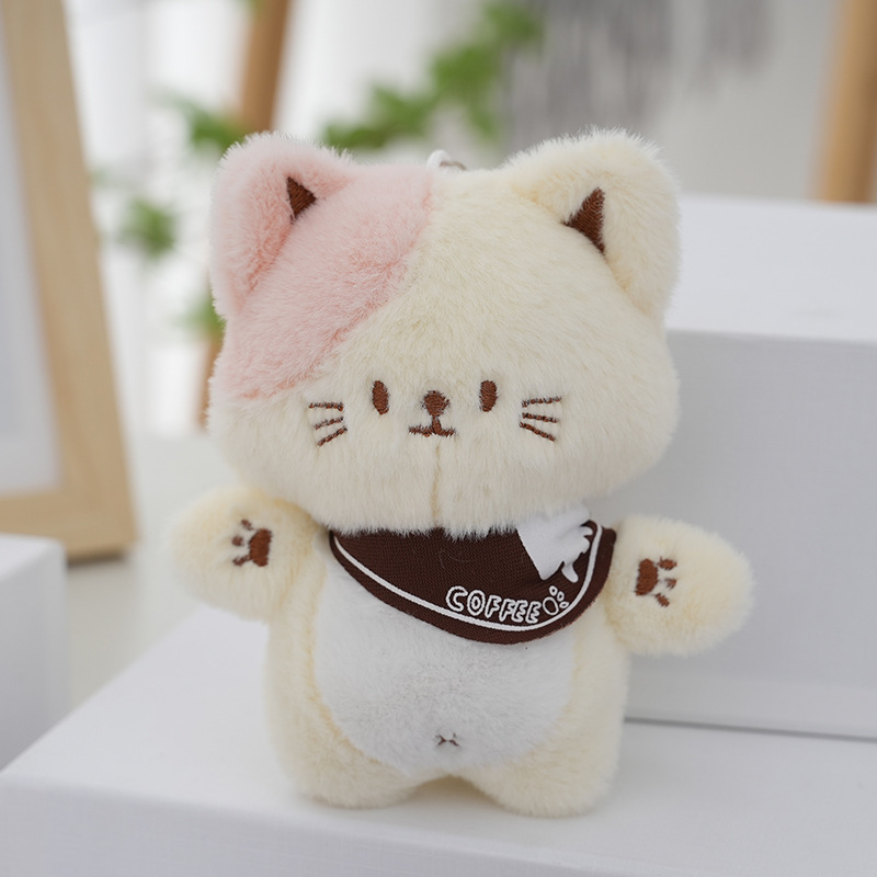 Móc khóa bông mèo đáng yêu đeo yếm