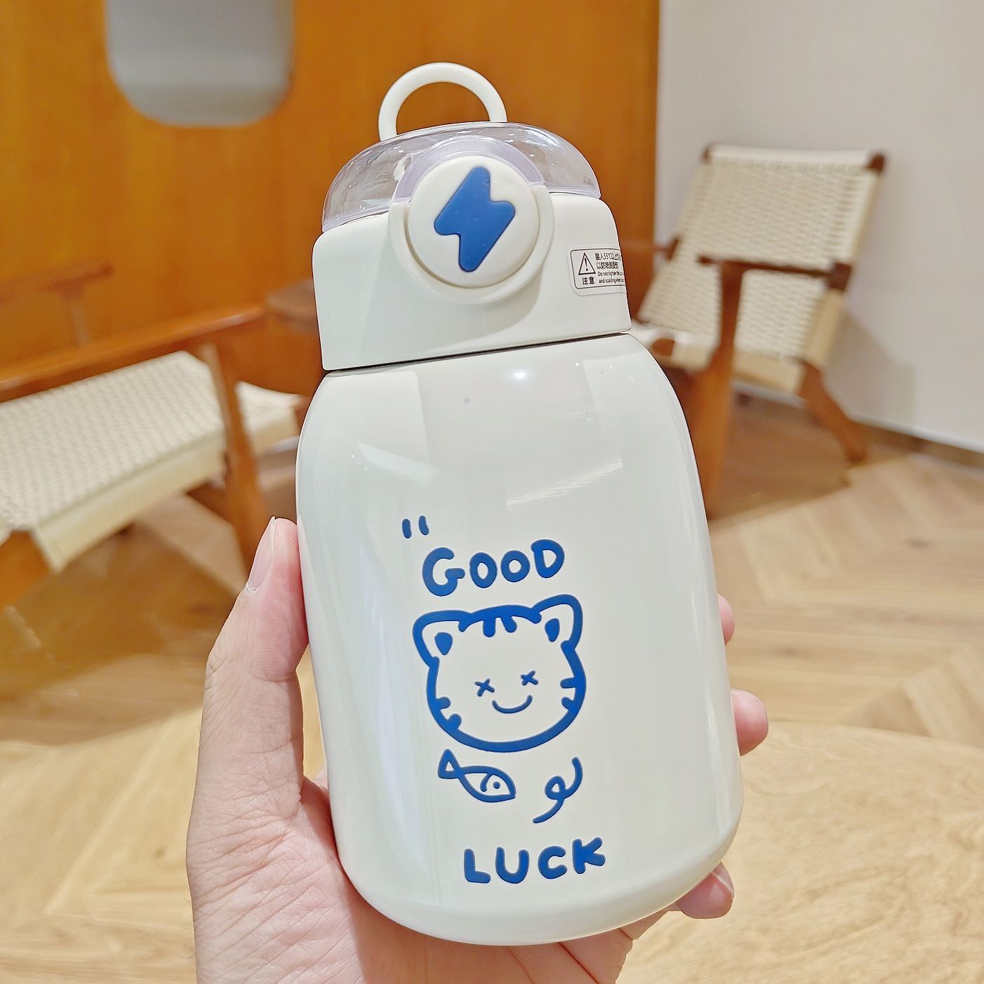 Bình giữ nhiệt hình mèo 500ml màu xanh dương