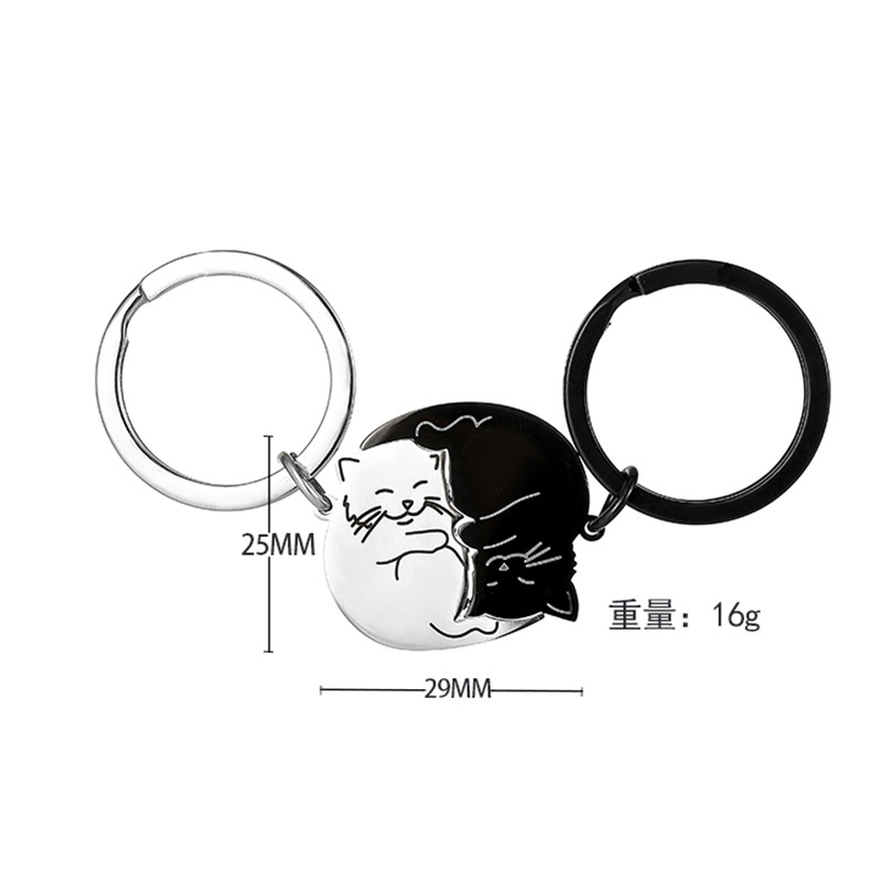 Móc khóa kim loại đôi đen trắng