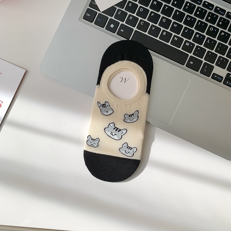 Tất lười chống trượt hình mèo đen trắng