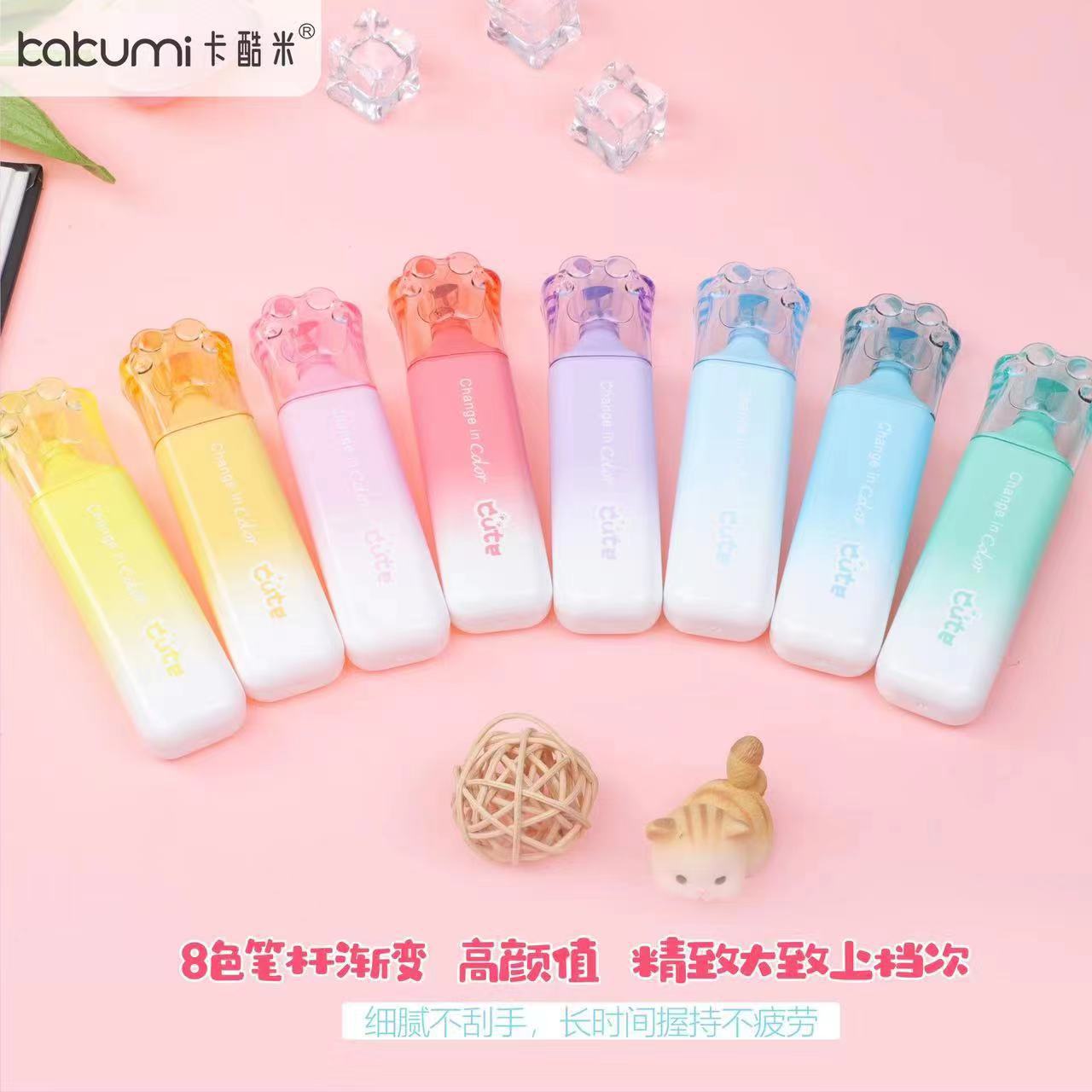 Bút high light hình chân mèo vỏ màu ombre