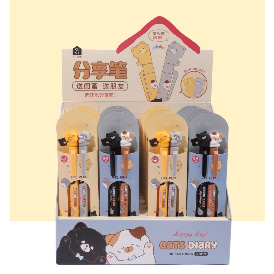 Set bút gel 2 bút mèo ôm nhau