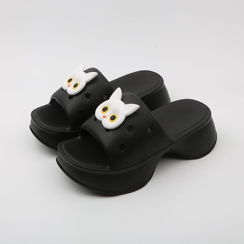 Dép nhựa đế cao gắn charm hình mèo sz 39-40