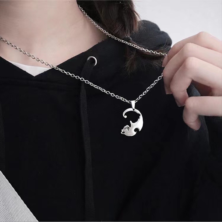 Dây chuyền, vòng cổ mèo trắng kim loại