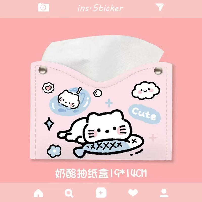 Túi da đựng giấy ăn hình mèo nhiều mẫu
