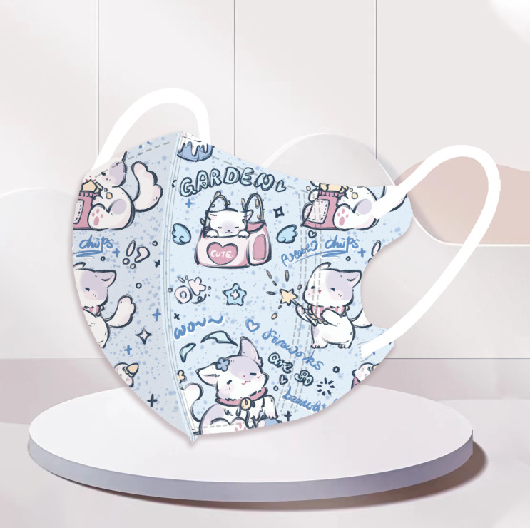 Khẩu trang trẻ em hình mèo màu sắc (set 10c)